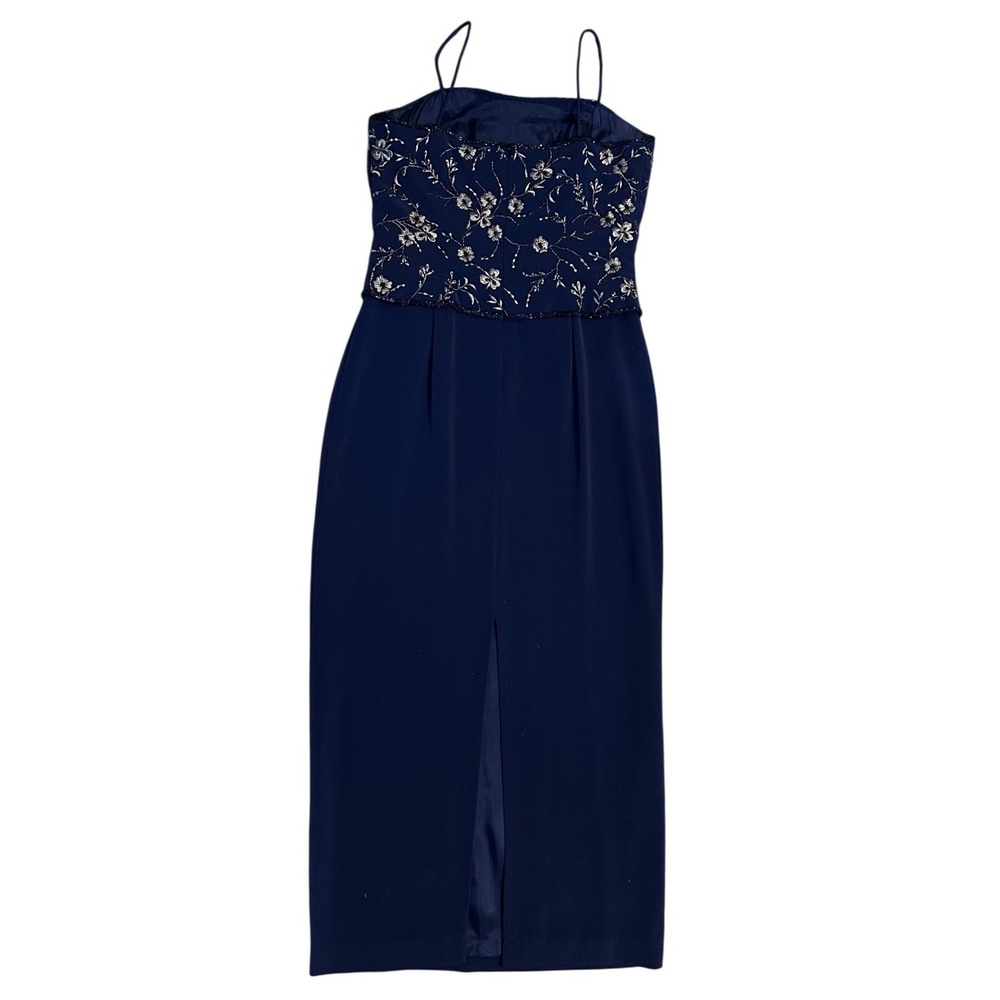 Montage by Mon Cheri Navy Blue Beaded Floral Maxi Dress And Bolero Jacket 8 - Picture 4 of 10